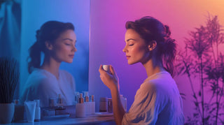 woman applying night time skin care